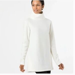 Dudley Stephens Cobble Hill Tunic Sweater Off-White Vello Fleece Turtleneck sz S